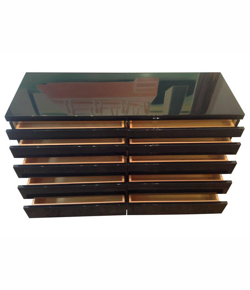 1970S JEAN CLAUDE MAHEY BLACK LACQUER CHEST OF DRAWERS