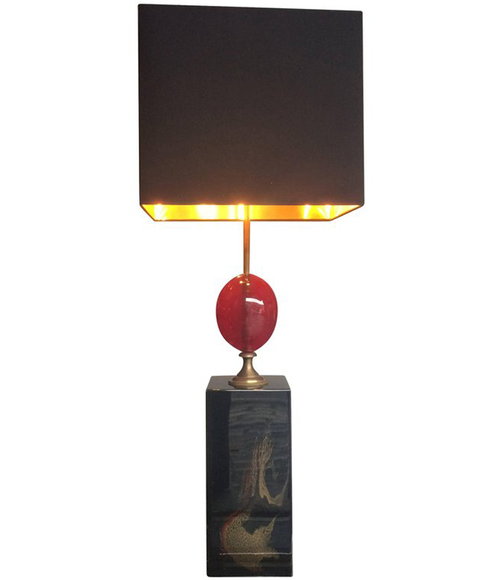 LARGE MAISON CHARLES RED RESIN EGG LAMP