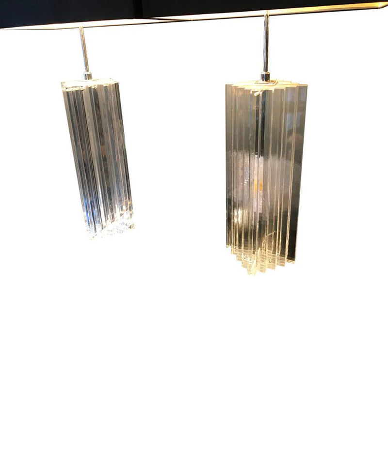 LARGE PAIR OF KARL SPRINGER STYLE LUCITE LAMPS