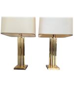 LARGE PAIR OF WILLY RIZZO BRASS LAMPS
