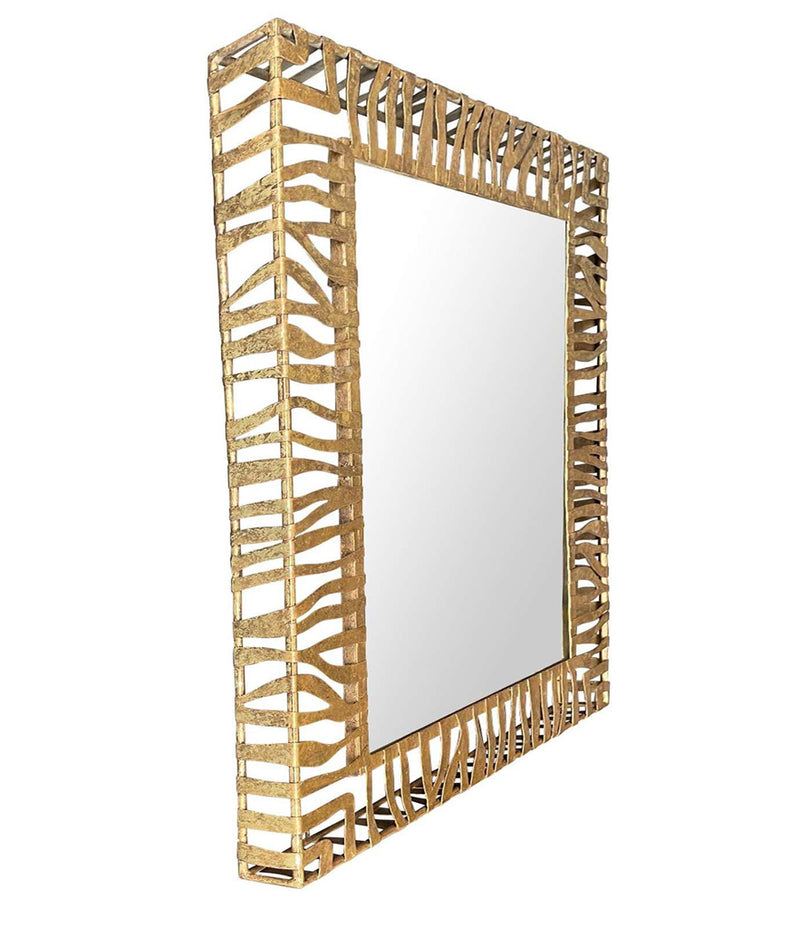 LARGE 1950S WROUGHT IRON AND GILT SPANISH MIRROR WITH TIGER STRIPE DESIGN