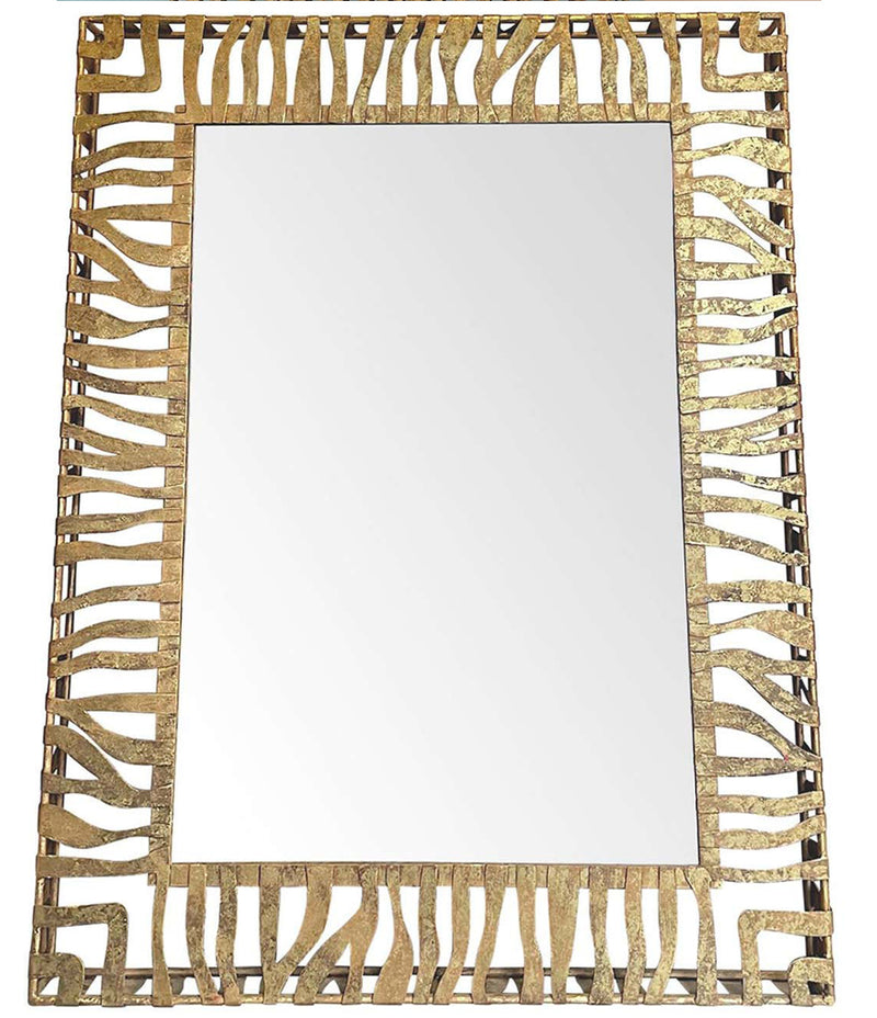 LARGE 1950S WROUGHT IRON AND GILT SPANISH MIRROR WITH TIGER STRIPE DESIGN