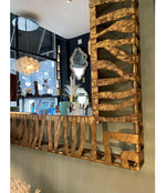 LARGE 1950S WROUGHT IRON AND GILT SPANISH MIRROR WITH TIGER STRIPE DESIGN