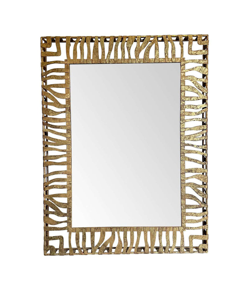 LARGE 1950S WROUGHT IRON AND GILT SPANISH MIRROR WITH TIGER STRIPE DESIGN