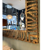 LARGE 1950S WROUGHT IRON AND GILT SPANISH MIRROR WITH TIGER STRIPE DESIGN