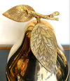 LARGE 24-CARAT GOLD-PLATED PEAR SHAPED ICE BUCKET WITH DETAILED LEAF HANDLE