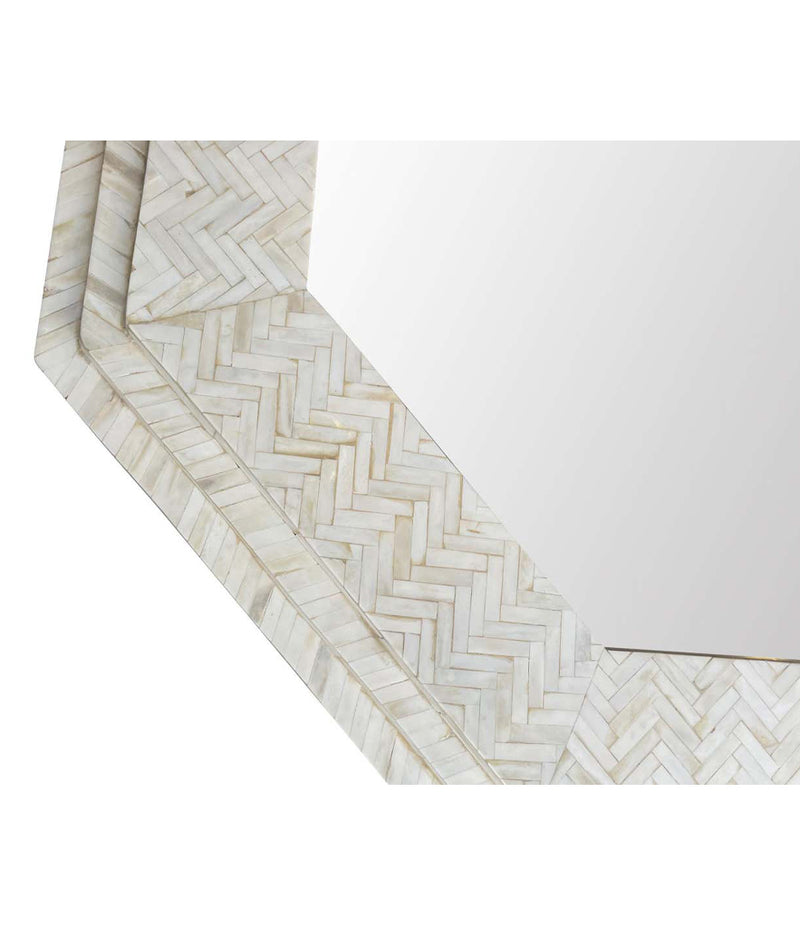 Large handmade Inlaid Bone Octagonal Mirror in the style of Enrique Garcel – Ed Butcher Antiques