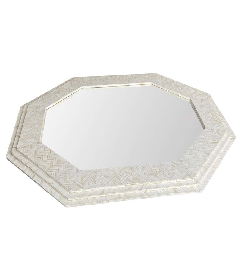 Large handmade Inlaid Bone Octagonal Mirror in the style of Enrique Garcel – Ed Butcher Antiques