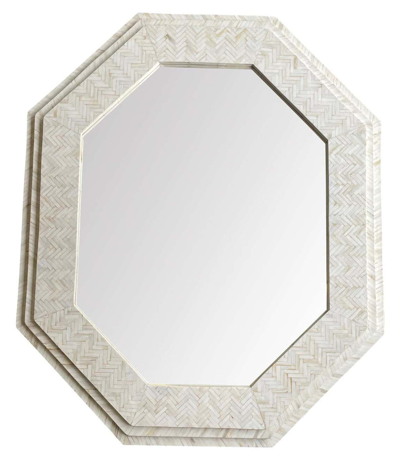 Large handmade Inlaid Bone Octagonal Mirror in the style of Enrique Garcel – Ed Butcher Antiques