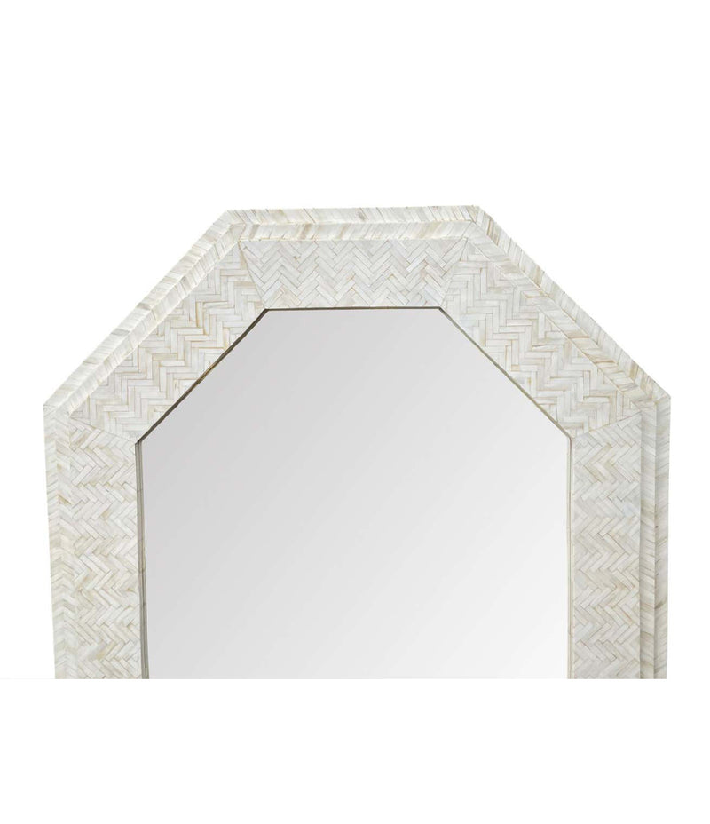 Large handmade Inlaid Bone Octagonal Mirror in the style of Enrique Garcel – Ed Butcher Antiques