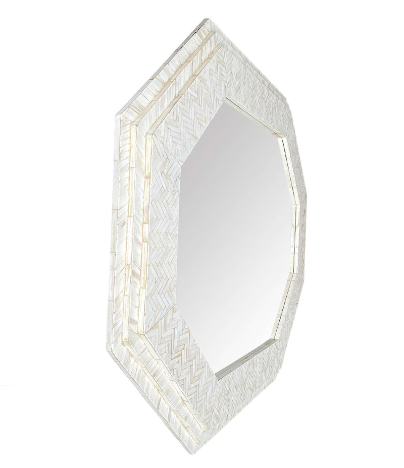 Large handmade Inlaid Bone Octagonal Mirror in the style of Enrique Garcel – Ed Butcher Antiques