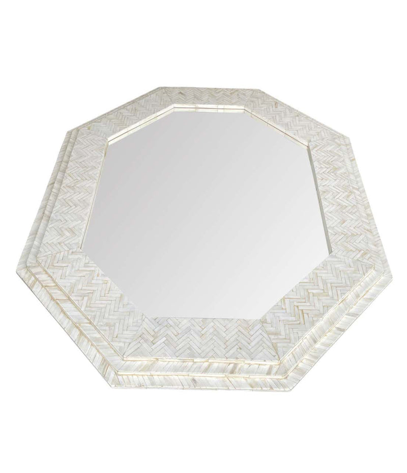 Large handmade Inlaid Bone Octagonal Mirror in the style of Enrique Garcel – Ed Butcher Antiques
