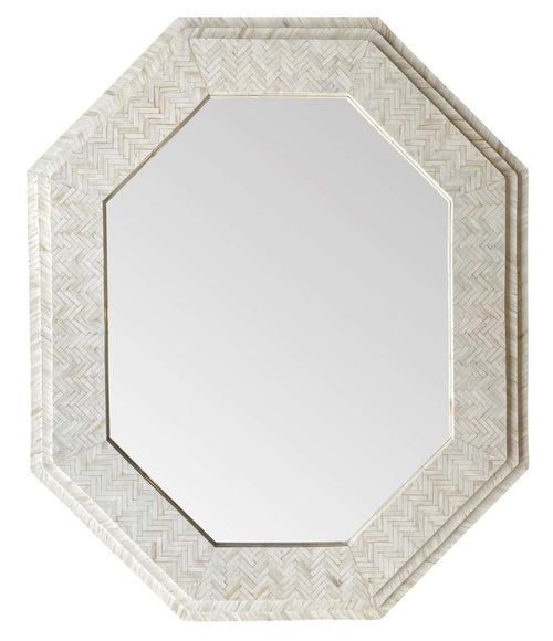 Large handmade Inlaid Bone Octagonal Mirror in the style of Enrique Garcel – Ed Butcher Antiques