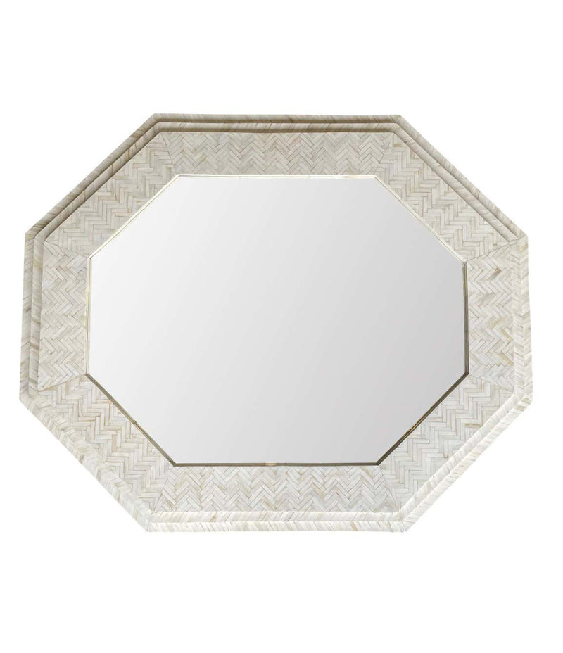Large handmade Inlaid Bone Octagonal Mirror in the style of Enrique Garcel – Ed Butcher Antiques