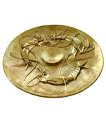 LARGE UNIQUE ART NOUVEAU BRASS CHARGER DECORATED WITH THREE STYLIZED LOBSTERS