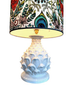 LARGE PAIR OF ITALIAN CERAMIC ARTICHOKE LAMPS WITH NEW EMMA J SHIPLEY SHADES