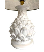 LARGE PAIR OF ITALIAN CERAMIC ARTICHOKE LAMPS WITH NEW EMMA J SHIPLEY SHADES