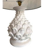 LARGE PAIR OF ITALIAN CERAMIC ARTICHOKE LAMPS WITH NEW EMMA J SHIPLEY SHADES