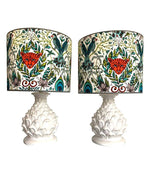 LARGE PAIR OF ITALIAN CERAMIC ARTICHOKE LAMPS WITH NEW EMMA J SHIPLEY SHADES