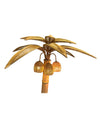 LARGE RATTAN AND BAMBOO PALM TREE FLOOR LIGHT, WITH THREE BULBS IN THE COCONUTS