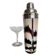 LOVELY MURANO GLASS COCKTAIL SHAKER WITH CHROME SIEVE AND LID TOP