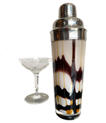 LOVELY MURANO GLASS COCKTAIL SHAKER WITH CHROME SIEVE AND LID TOP