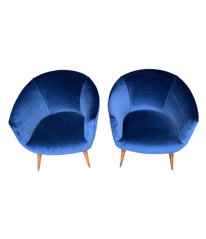 LOVELY PAIR OF ITALIAN 1950S COCKTAIL CHAIRS IN THE STYLE OF GIO PONTI