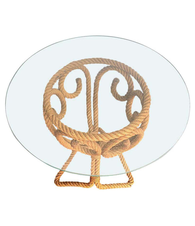 LOVELY 1950S FRENCH RIVIERA ROPE SIDE TABLE BY ADRIEN AUDOUX AND FRIDA MINET