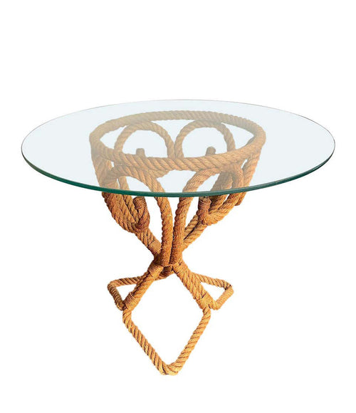 LOVELY 1950S FRENCH RIVIERA ROPE SIDE TABLE BY ADRIEN AUDOUX AND FRIDA MINET