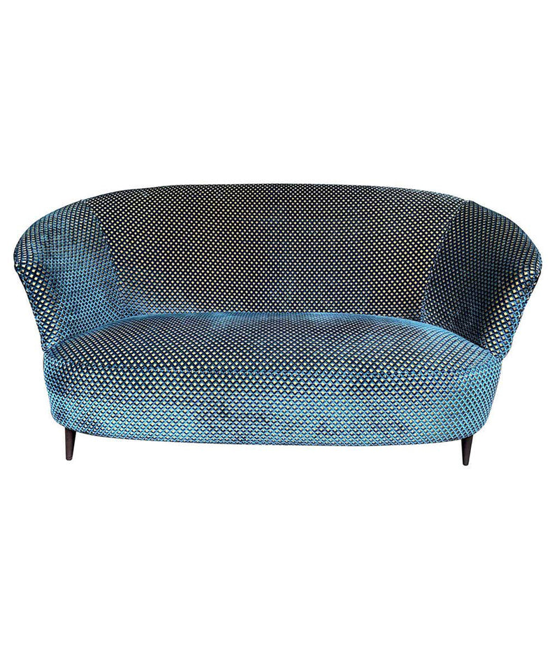 LOVELY 1950S GIO PONTI STYLE ITALIAN TWO-SEAT SOFA IN DESIGNER GUILD FABRIC