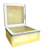 Lovely 1950s Yellow Murano Glass Hinged Jewelry Box by Cendese