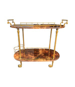 LOVELY 1960S ALDO TURA LACQUERED GOATSKIN, TWO-TIERED BAR OR DRINKS TROLLEY