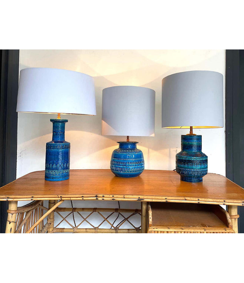 LOVELY 1960S BITOSSI CERAMIC LAMP BY ALDO LONDI IN FAMOUS "RIMINI BLUE"