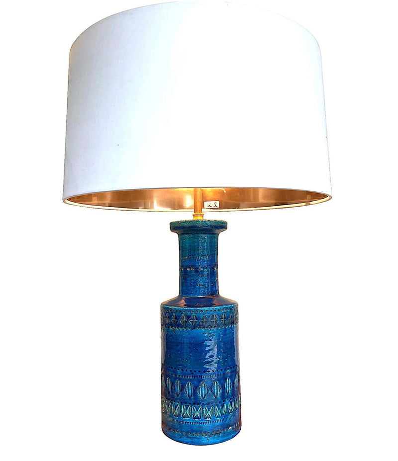 LOVELY 1960S BITOSSI CERAMIC LAMP BY ALDO LONDI IN FAMOUS "RIMINI BLUE"