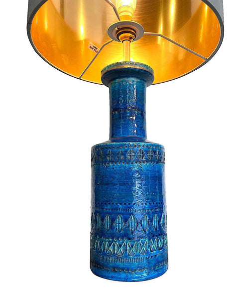 LOVELY 1960S BITOSSI CERAMIC LAMP BY ALDO LONDI IN FAMOUS "RIMINI BLUE"