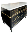 LOVELY ANTIQUE FRENCH LOUIS XVI STYLE EBONISED COMMODE WITH CARRARA MARBLE TOP