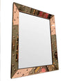 LOVELY ART DECO MIRROR WITH ROSE MIRRORED FRAME WITH CONVEX CIRCULAR DETAIL