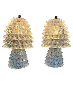 LOVELY PAIR OF 1940S BAROVIER E TOSO ROSTRATE MURANO GLASS LAMPS