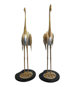 LOVELY PAIR OF 1970S BRASS AND REAL NAUTILUS SHELL FLAMINGOS BY ANTONIO PAVIA