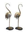 LOVELY PAIR OF 1970S BRASS AND REAL NAUTILUS SHELL FLAMINGOS BY ANTONIO PAVIA