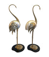 LOVELY PAIR OF 1970S BRASS AND REAL NAUTILUS SHELL FLAMINGOS BY ANTONIO PAVIA