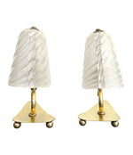 Pair of Baroivier 1960s Italian Brass Lamps with Murano Glass Shades – Ed Butcher