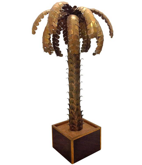 1970s LARGE MAISON JANSEN BRASS PALM TREE LIGHT