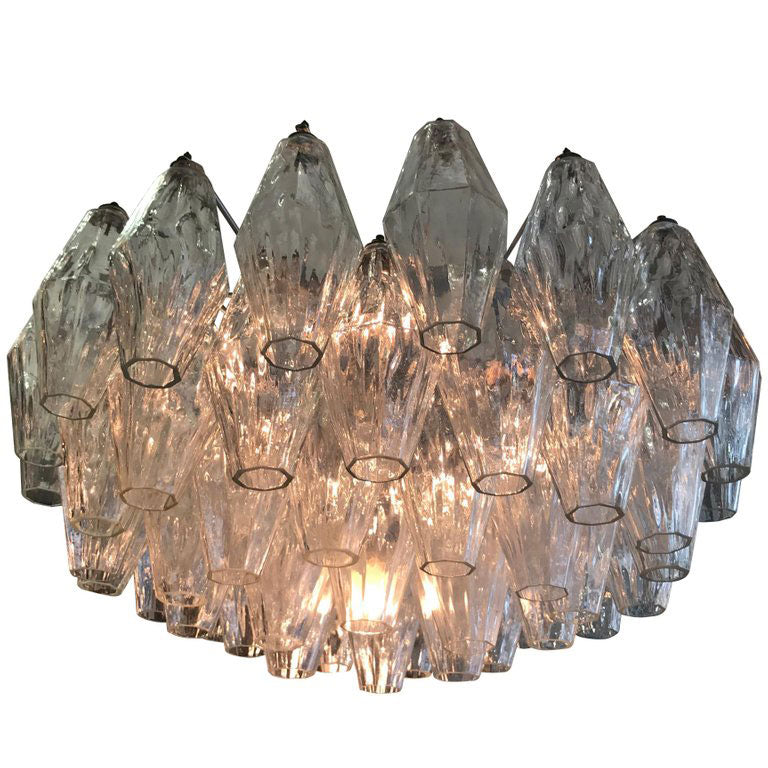 LARGE POLIEDRI CHANDELIER BY CARLO SCARPA FOR VENINI