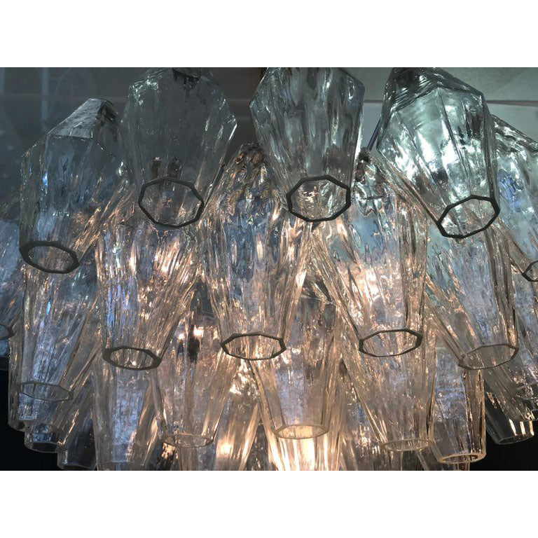 LARGE POLIEDRI CHANDELIER BY CARLO SCARPA FOR VENINI