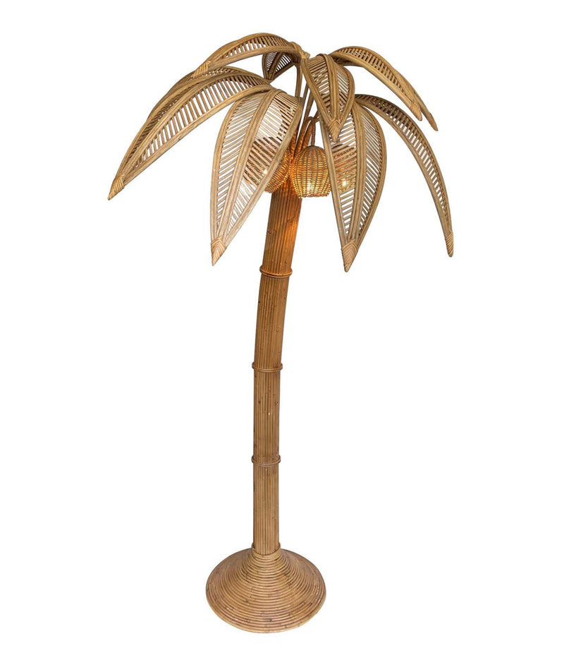 Large Rattan Palm Tree Floor Light - Mid Century Lighting - Ed Butcher Antiques