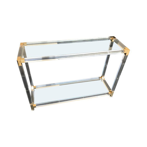 LUCITE AND GILT METAL CONSOLE TABLE