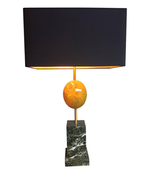 MAISON CHARLES YELLOW RESIN EGG LAMP ON MARBLE BASE