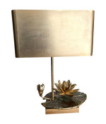 Maison Charles “Nenuphar Double Ecran” Bronze Lamp with Original Metal Shade