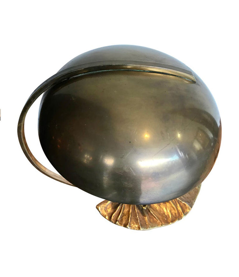 MAISON CHARLES “NENUPHAR” BRONZE LAMP WITH ORIGINAL DOMED METAL SHADE